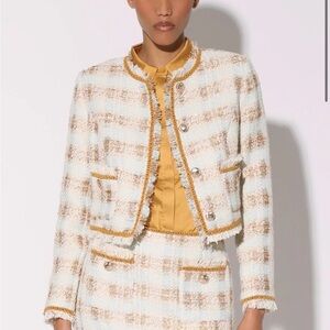 Walker Baker Annabelle Crop Jacket Blazer Coat Enchanted Tweed Fringe NWT